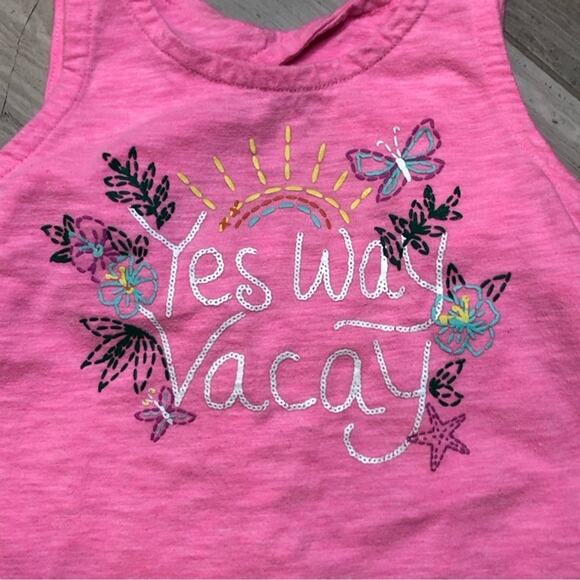 Baby Gap Toddler Yes Way Vacay Tank T-Shirt Sunrise Butterfly Floral Pink 3T EUC - Picture 1 of 9